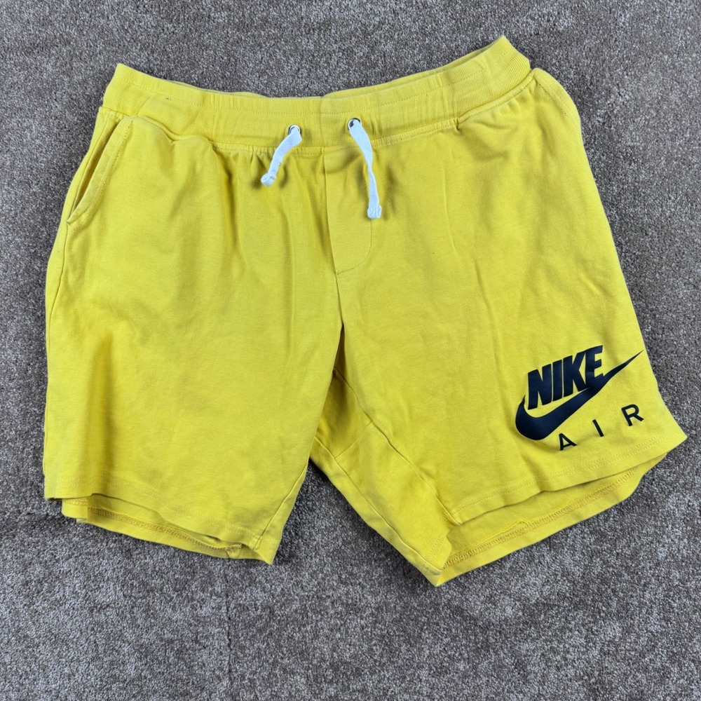 Nike Air Mens Yellow Cotton Fleece Athletic Shorts 3XL AR1829-743 Logo Pocket